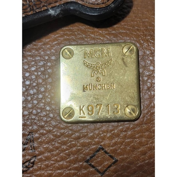 Authentic MCM Visetos Dog Bone Boston Bag Brown - Picture 5 of 12